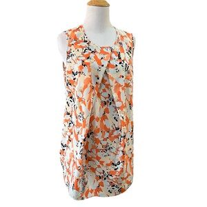DKNY SLEEVELESS ABSTRACT FLORAL PRINT LIGHTWEIGHT BLOUSE MULTICOLOR SIZE SMALL